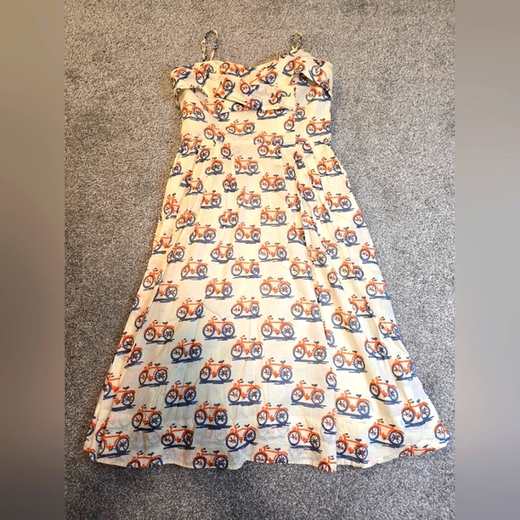 Anthropologie Post Mark Bike Lane Cotton Dress Size US 2 Whimsical Layer Cottage - Picture 2 of 14